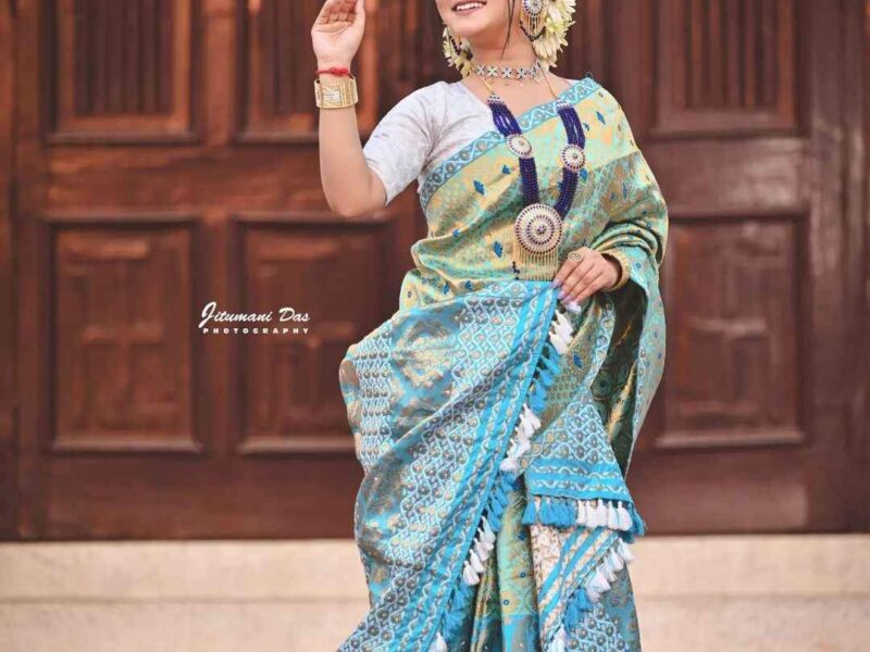 Embroidery Mix Pat Mekhela Sador with Blouse Piece - COD Available